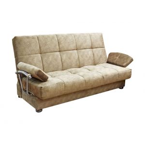 Прямой диван с металлическими подлокотниками Милана 6 БД хром 